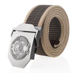SupSindy New Canvas Belt 3D Soviet National Emblem Metal Buckle Jeans Belts for Men CCCP Army Military Tactical Belts Male Strap