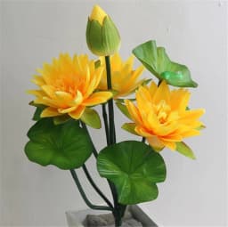 One Fake Lotus Flower Bunch Artificial Lotus with Green Frog Silk Water Lily 10 Stalks for Wedding Party Home Decorative Flowers