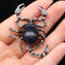 Natural Stone Shell Scorpion Brooch Pins Rose Quartzs Pendant for Women DIY Necklace or Dual Use Brooches Jewelry Accessories
