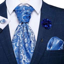 Classic Wedding Ascot Tie For Men Yellow Gold Red Paisley Floral Scarf Neck Tie Brooch Pin Set Cravat Ascot Tie For Banquet