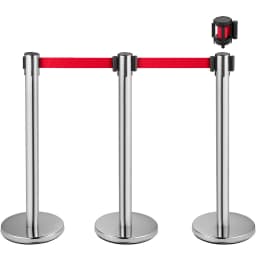 SucceBuy 2/3/6/8 Pcs Belt Stanchion Crowd Control Barrier Stainless Steel Queue Pole Retractable Belt for Bank Airport Stadium
