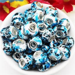 10Pcs Pink Color Smooth Surface European Resin Murano Large Hole Spacer Beads Charms for Bracelet DIY Craft Bracelet Necklace