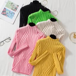 AOSSVIAO 2026 Knitted Women High Neck Sweater Pullovers Turtleneck Autumn Winter Basic Women Sweaters Slim Fit Black