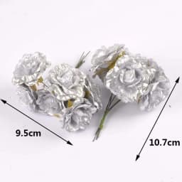 2 Bouquet Mini Golden/Silver Artificial Plant Flowers Christmas Wedding Cake Gift Box DIY Wreath Deco Supplies cp3091