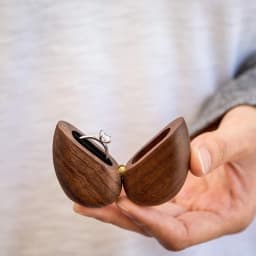 Heart Shaped Walnut Wood Ring Box Velvet Soft Interior Holder Organizer Jewelry Wooden Box Case for Proposal Engagement