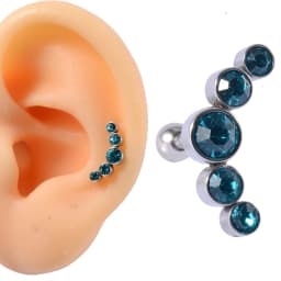 1PC Surgical Steel Five Opal Ear Tragus Cartilage Stud Helix Piercing Earrings Crystal Ear Lobe Piercing Barbell Jewelry