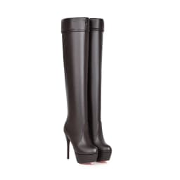 Ultra-High Stiletto Pu Waterproof Platform Over The Knee Boots Winter Warmth Thick Hair Round-Toed Women’S Over-The-Knee Boots