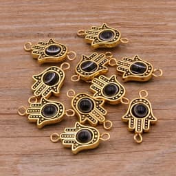 10PCS 13*22mm Fatima Hamsa Hand 10 Color Evil Eye Spacer Bead Connector For DIY Bracelets Necklace Jewelry Handmade Making