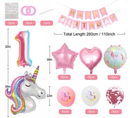 0-9 years old Birthday Decorations Unicorn Birthday Party Supplies Kit for Baby Shower Birthday Party unicorn theme party