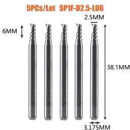 Dreanique 5pc/lot Single Flute Spiral End Mill CNC 3D Advertisement Engraving 1 Flute Bit for wood Acrylic Aluminum Plastics Cut