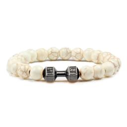 High Quality Men Beaded Bracelet Natural Black Lava Stone Dumbbell Charm Bracelets Energy Fitness Barbell Fashion Women Jewelry