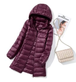 SEDUTMO Winter Long Womens Down Coat  Ultra Light Thin Puffer Jacket Slim Casual Remove Hooded Parka ED1580
