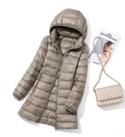 SEDUTMO Winter Long Womens Down Coat  Ultra Light Thin Puffer Jacket Slim Casual Remove Hooded Parka ED1580