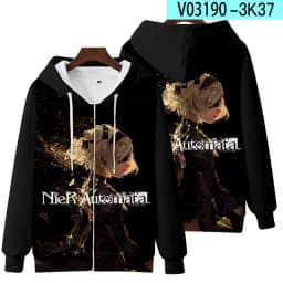 Game NieR Automata 2B YoRHa No. 2 Type B 9S YoRHa No. 9 Type S Cosplay Costume 3D Sweatshirt Men Zipper Hoodies Outwear Coat