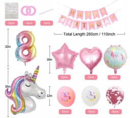 0-9 years old Birthday Decorations Unicorn Birthday Party Supplies Kit for Baby Shower Birthday Party unicorn theme party