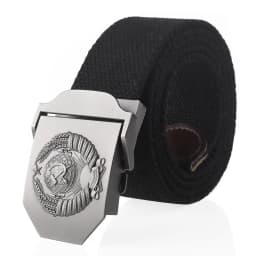 SupSindy New Canvas Belt 3D Soviet National Emblem Metal Buckle Jeans Belts for Men CCCP Army Military Tactical Belts Male Strap