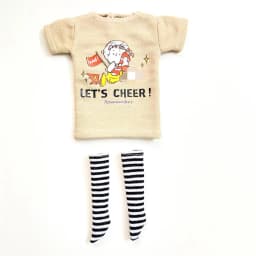 2pcs/Set of Blyth Clothes, Beautiful Print Short T-Shirt + Striped Socks, Can Be Used for 1/6 Doll Accessories
