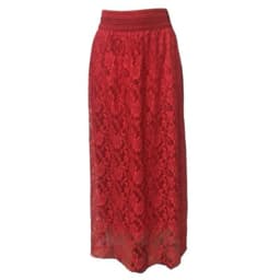 2019 Women Double Lace Layer Chiffon Pleated Long Maxi Skirt Elastic Waist Floral Ankle-Length long skirt streetwear PZ1585