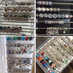 Customized Pandora Charm Beads Holder Bracelet Jewelry Display Storage Box Troll Chamilia Beads Show Case Organizer with Cover