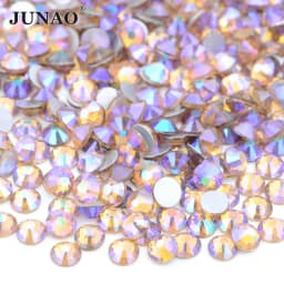 JUNAO 100 Gross Wholesale SS6 8 10 12 16 20 30 AB Glass Rhinestone Bulk Flatback Crystals Round Nail Strass Stone For DIY