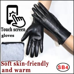 Genuine Sheepskin Gloves Women's Winter Warm Thickened Thin Touch Screen Leather Gloves Outdoor Riding High-end Fashion New 2026