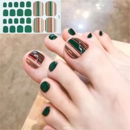 22Tips/Sheet Nail Sticker Adhesive Toenail Art Polish Tips French Glitter Sequins Nail Wraps Strips Easy Toenail Sticker