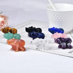 1PC Natural Crystal Bear Figurine Animals Stone Reiki Polished Crafts Small Decoration Home Decor Christmas Present Souvenir