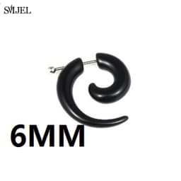 Punk Acrylic Black Bull Horn Shape Earrings for Women Men Personality Snail Studs Tribal Spiral Earing Piercings Hip-Hop Jewelry