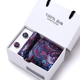 Brand 100% Silk Ties Gift box Office Men Classic Party Wedding striped 7.5cm Silk Wedding Floral Tie Necktie Handkerchief Set