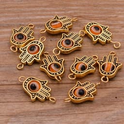 10PCS 13*22mm Fatima Hamsa Hand 10 Color Evil Eye Spacer Bead Connector For DIY Bracelets Necklace Jewelry Handmade Making