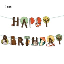 Woodland Animal Disposable Tableware Wild Forest Bear Fox Plate Cup Napkin Jungle Safari Happy Birthday Party Decor Kid Boy Girl
