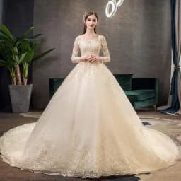 Vestido Noiva White Full Sleeve Wedding Dress With Train Princess Luxury Wedding Dress Robe De Mariee Plus Size Customized