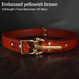 Cavalry Belt Genuine Leather Men's High Quality Belts 3.8cm Pure Handmade Belt Solid Vintage Embossed Brass Belt Buckle