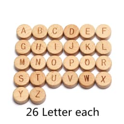 20Pcs/lot 10 15mm Mixed Letter Beech Wood Beads Round Flat Alphabet Loose Spacer Beads For Jewelry Making Handmade Diy Bracelet