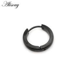 Alisouy 2pcs Small Hoop Earrings Women Men Circle Round Clip Earrings High Polish Stainless Steel Ear Piercing Bijoux Jewelry