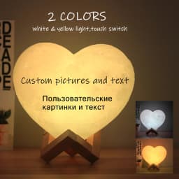 Customized Heart Shape Moon Lamp 3D print Personalized Photo Text Lunar USB Charging Night Lamp Custom gift
