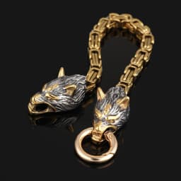 Norse Viking Celtic Wolf Head Bracelet Men Stainless Steel Odin Wolf Bangle Amulet Never Fade Gold Color King Chain Rock Jewelry