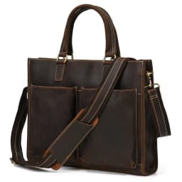Newsbirds Mens Leather Handbag 15.6 Inch PC Notebook Laptop Briefcase Shoulder Bag 100% Cowhide Man Bag Male Business Bag