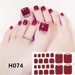 22Tips/Sheet Nail Sticker Adhesive Toenail Art Polish Tips French Glitter Sequins Nail Wraps Strips Easy Toenail Sticker