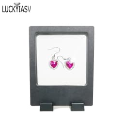 Black White Plastic Suspended Floating Display Case Earring Coin Gems Ring Jewelry Storage Pet Membrane Stand Holder Box 7*7*2cm