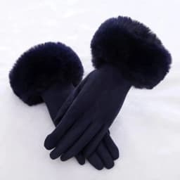 Winter Suede Leather Internal Plush Full Finger Outdoor Riding Warm Gloves Woman's Plush Thick Touch Screen Driving Mittens H92