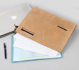 MAHEU Leather Briefcase File Bag Genuine Leather Documents Pouch Featured Crazy Horse Leather A4 File Hand bag Formal Business