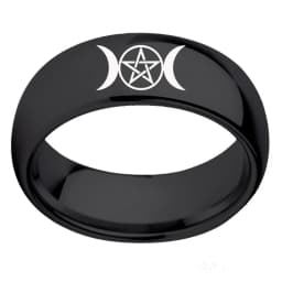 Stainless Steel Triple Moon Goddess Wicca Pentacle Ring Crescent Moon Pentagram Pagan Rings For Women Men Jewelry Freeship