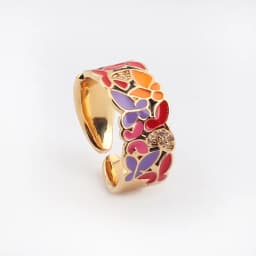 New Design Butterfly Flower Butterfly Enamel Adjustable Wide Band Rings For Women Vintage Open Ring Colorful Jewelry