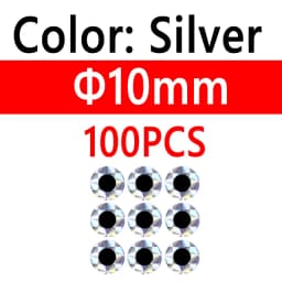 100pcs 2D Metal Jigs Lure DIY Fish Eyes Holographic Flat Fishing Fly Eyes Sticker for Slow Jigging Fishing Lure Baits 3mm-12mm