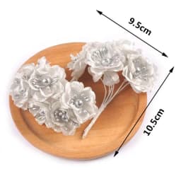 2 Bouquet Mini Golden/Silver Artificial Plant Flowers Christmas Wedding Cake Gift Box DIY Wreath Deco Supplies cp3091