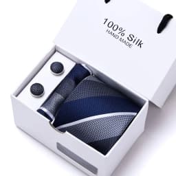 Brand 100% Silk Ties Gift box Office Men Classic Party Wedding striped 7.5cm Silk Wedding Floral Tie Necktie Handkerchief Set