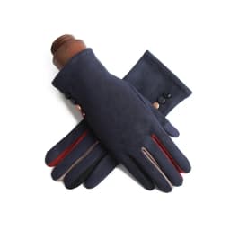 Winter Female Single Layer Warm Cashmere Full Finger Button Cycling Mittens Women Suede Leather Touch Screen Driving Gloves J23