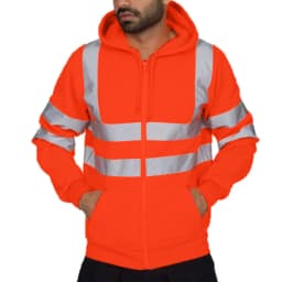 Men Reflective Stripe Hooded Jacket Patchwork Hoodies Road Work High Visibility Pullover Workwear Coat Color Block Hooded Tops