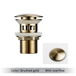 Brushed Gold Basin Sink Drain Corrosion Resistant Easy To Clean Pop Up Drainer Button Round Hole Bathroom Hotel